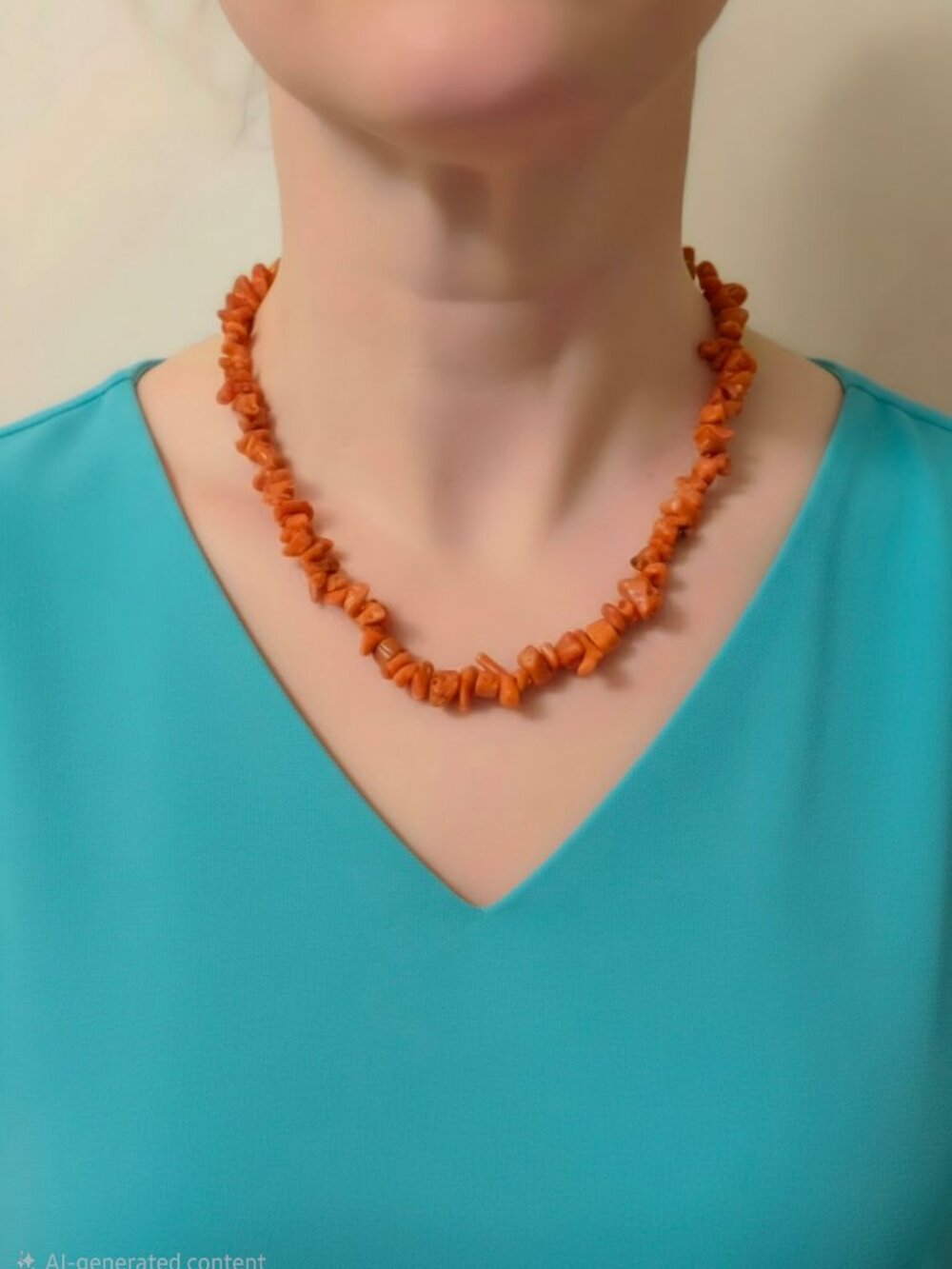 Natural Coral Nugget Necklace
